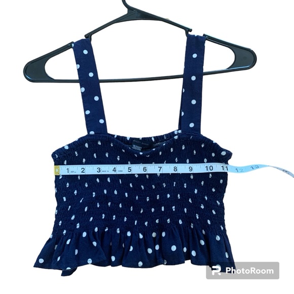 American Eagle Polka Dot Smocked Crop Top - Picture 8 of 9